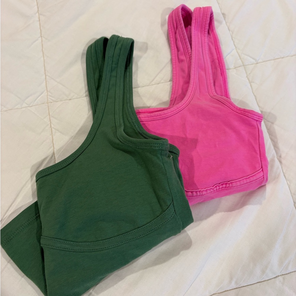 PINK Victoria's Secret Green and Pink Tank Top Set